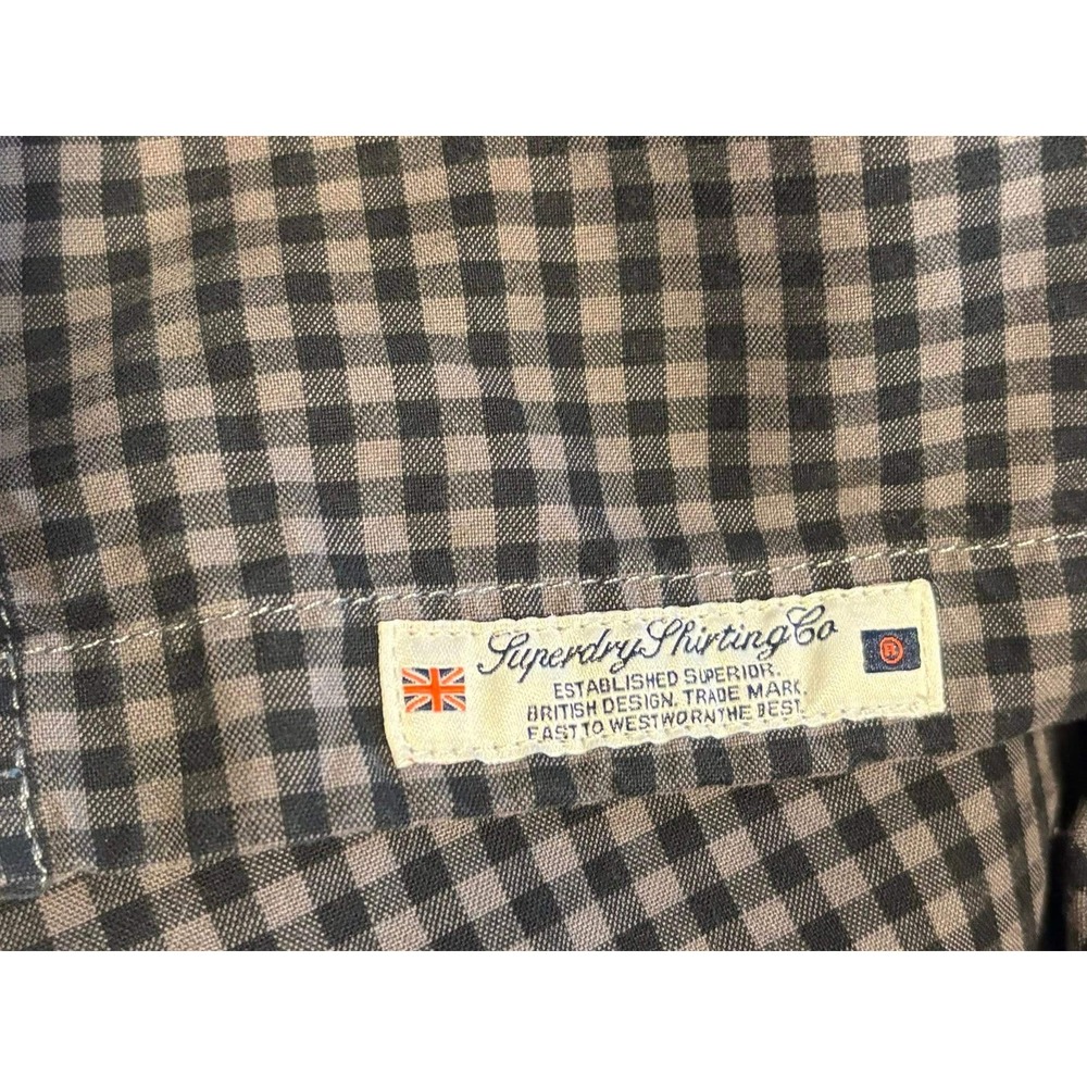 Men's SZ Med Superdry JPN Premium Button Down THICK Shirt. Grey, Black, Blue - Picture 11 of 12
